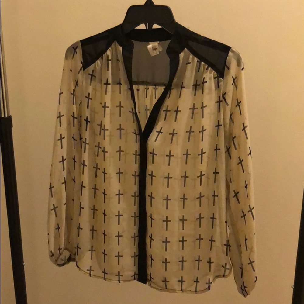 Long sleeve sheer blouse